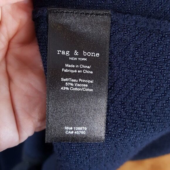 RAG & BONE Mens Shirt XL Navy Black Snap Button Up Knit AVERY HERRINGBONE $250 - Picture 7 of 10